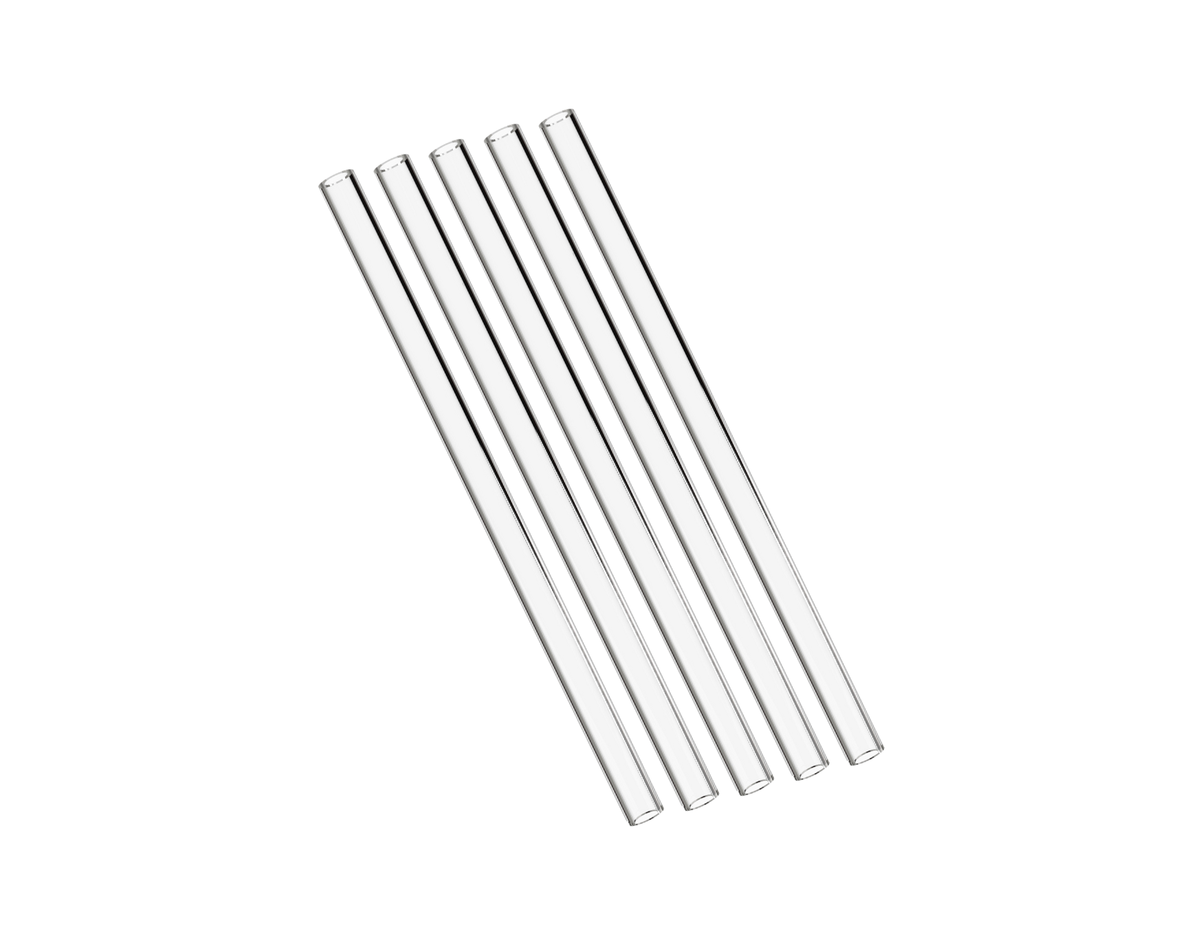 Four clear glass tubes without ends.